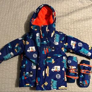 Winter coat with mittens — 3 in 1 with removable fleece jacket.